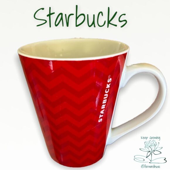 Elegant Chevron Pattern Starbucks Red Coffee/Tea Mug | Chic and Stunning Collect - Picture 1 of 10